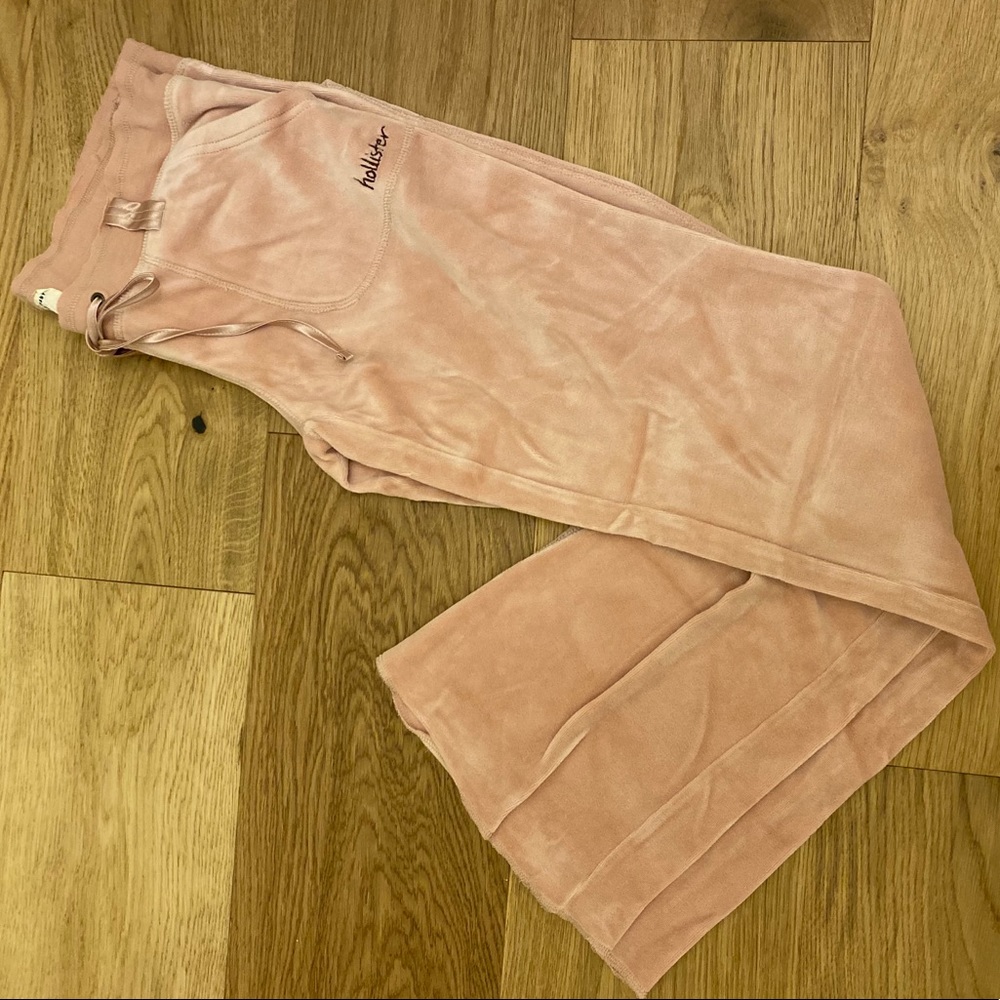 Pink velour sweat pants